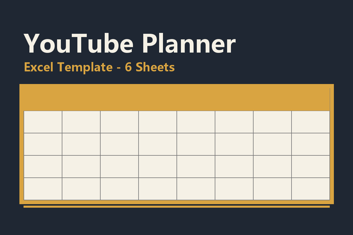 YouTube Planner Excel Template - 6 Sheets for Channel Growth
